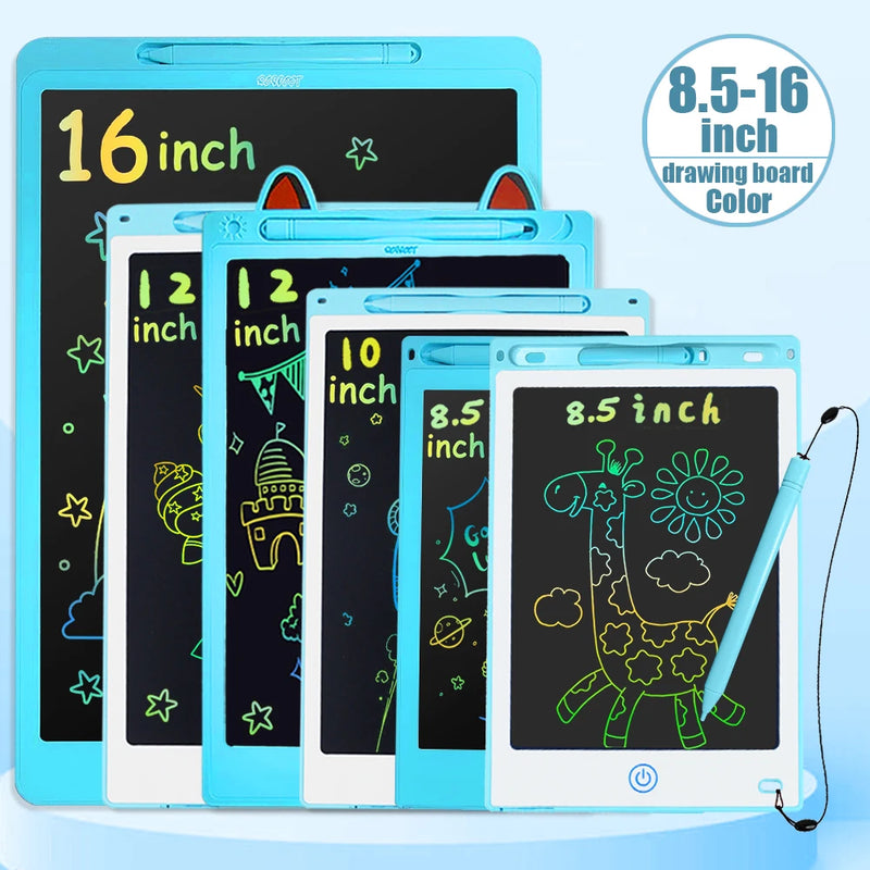 Tablet Gráfico LCD 16/12/10/8.5 Polegadas - Desenho Colorido para Crianças 3-8 Anos