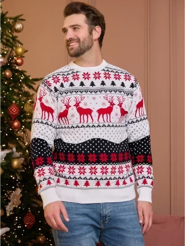 Camisolas Família Natal 2025 - Conjunto Pai Mãe Filhos Jacquard Quentes