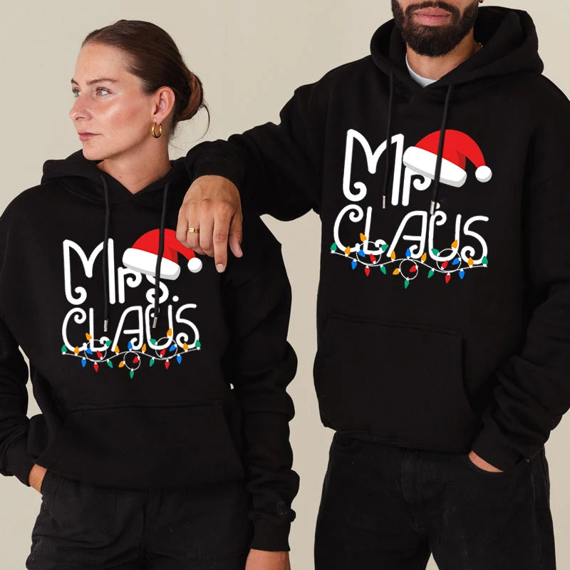 Hoodie Natal Casal Y2K Mrs/Mr Claus - Sweatshirt Matching Couple Xmas