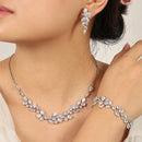 Conjunto Joias ZAKOL Luxo Zircão AAA Branco - Brincos Pulseira Colar 4 Peças para Casamento