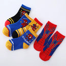 5 Pairs Anime Cosplay Socks Marvel Heros Spiderman Children Socks Cartoon Baby Cotton Socks for Boys 1-12 Years Birthday Gifts
