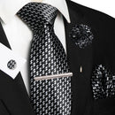 Conjunto Gravata Xadrez Castanho - Seda 8cm com Acessórios