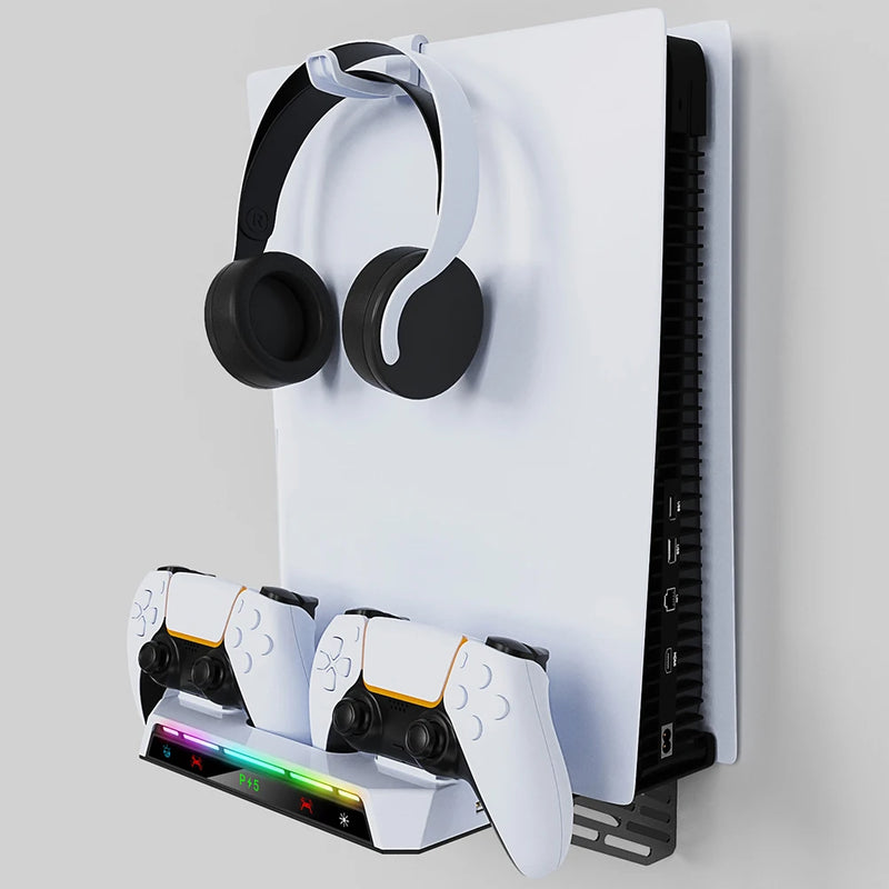 Suporte de Parede PS5 com Estação de Carregamento Dupla | Kit Completo