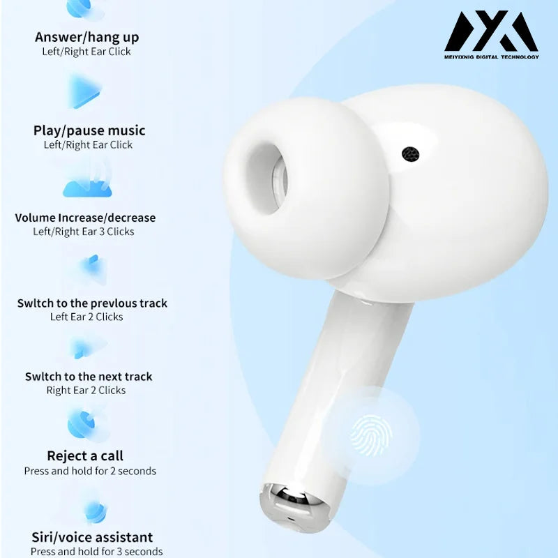 Auriculares Bluetooth 2025 Airs Pro - Som HiFi, Baixa Latência, Cancelamento de Ruído