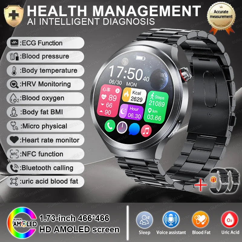 Smartwatch XIAOMI 2025 Monitor Saúde - Ácido Úrico Pressão Arterial ECG+PPG Análise Corporal