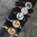 Adjustable Cat Dog Picture Leather Bracelets Custom Pet Portrait Round Pendant Bracelet Lost Memorial Gift For Pet Lovers