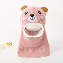 1pc Winter Cartoon Animal Knit Hat with Ear Flaps for Boys, Polyester Thermal Lined Hood, Christmas Outdoor Hiking Warm Cap