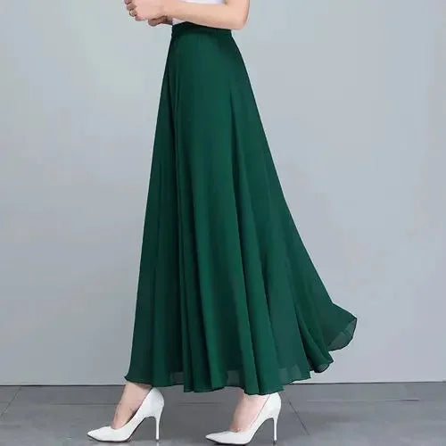 Saia Vermelha Chiffon Tamanho Grande - Cintura Alta Linha A Emagrecedora