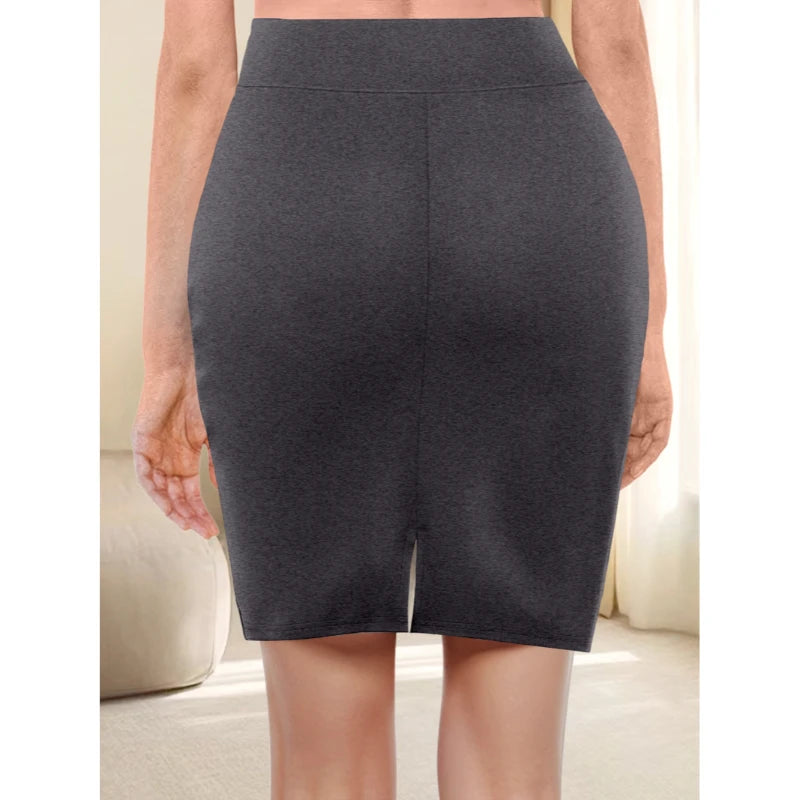 Saia Escritório Cintura Alta Elástica - Bodycon Cor Sólida Profissional