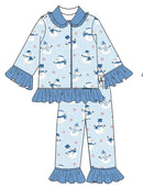 High Quality Christmas Pajama Set Long Sleeve  Santa Claus Bow Print Girls Boys Set Children's Clothes