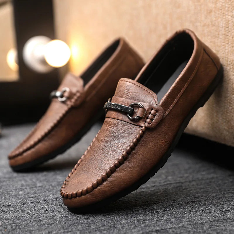 Mocassins Masculinos Couro Premium - Sapatos Casuais Confortáveis Respiráveis