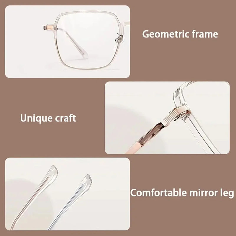 Óculos Quadrados Anti-Luz Azul - Armação Metal Ultra Leve Transparente para Computador