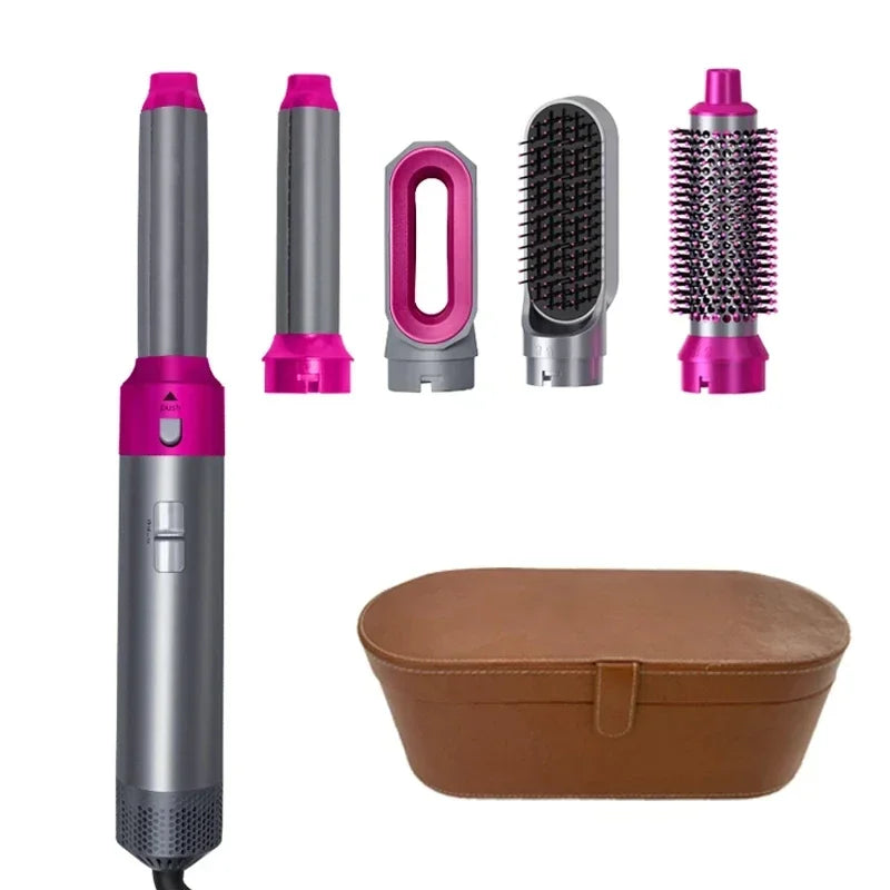 5-in-1 Professional Hair Dryer Brush - Styling Set with Hot Air Curler, Straightener & Volumizer - Complete Kit