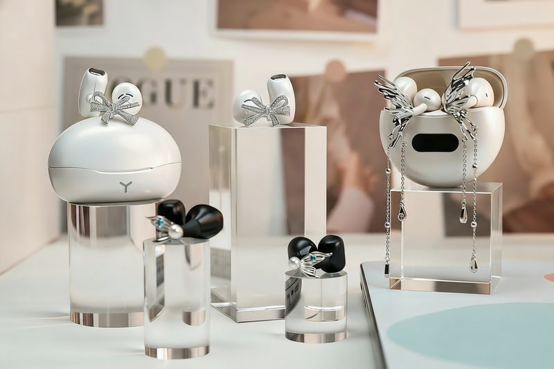 Auriculares sem fios com estojos decorativos