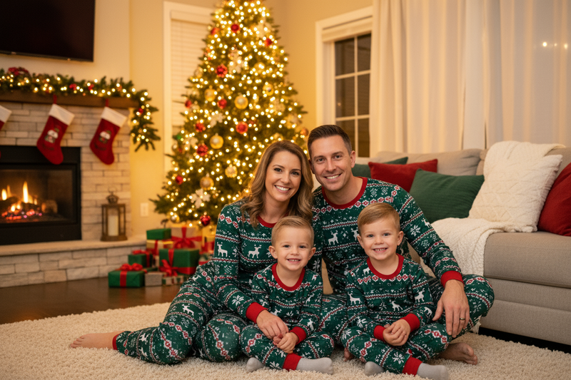 Família Pijamas Verde Natal