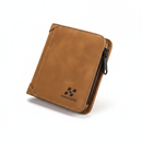 Carteira masculina couro premium slim café - design hipster elegante com compartimento moedas
